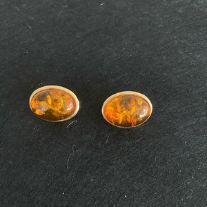 Vintage Amber and 14k Gold Earrings